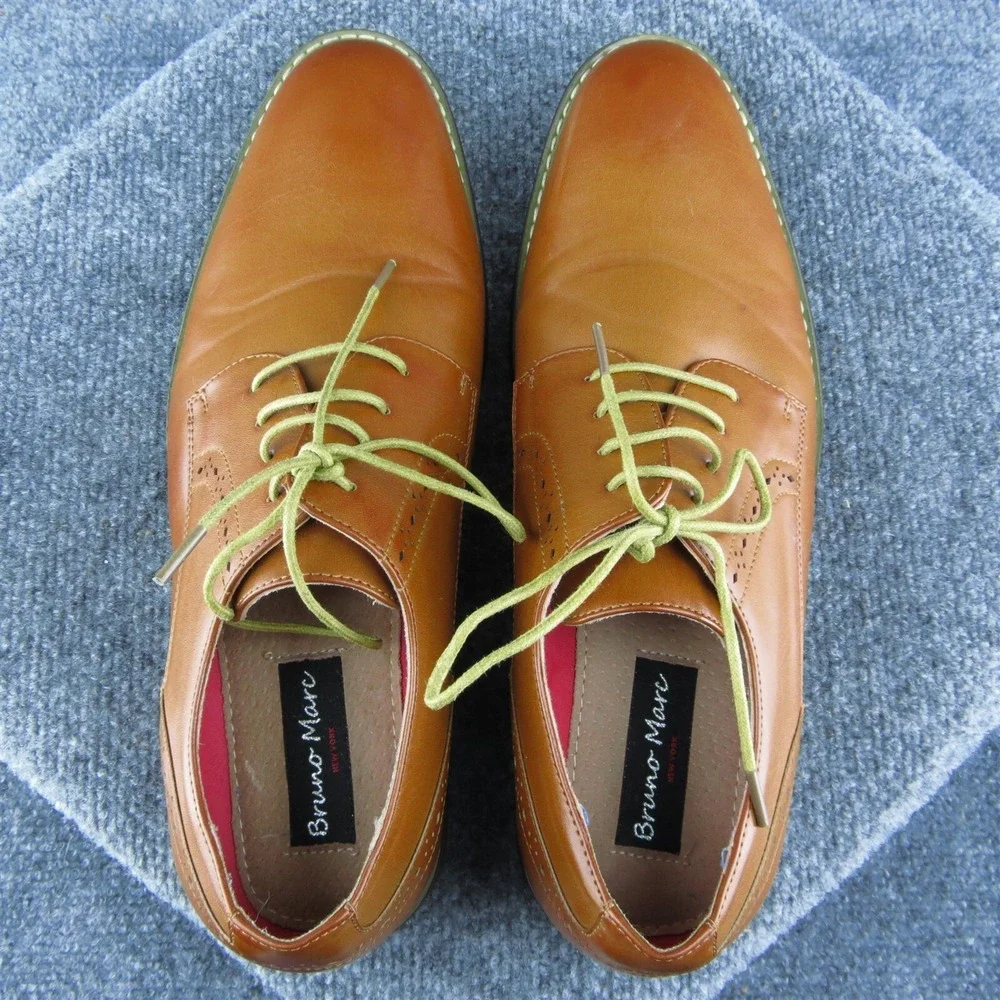 Bruno Marc Prince Men Derby Oxfords Shoes Brown Synthetic Lace Up Sz 10.5 Medium